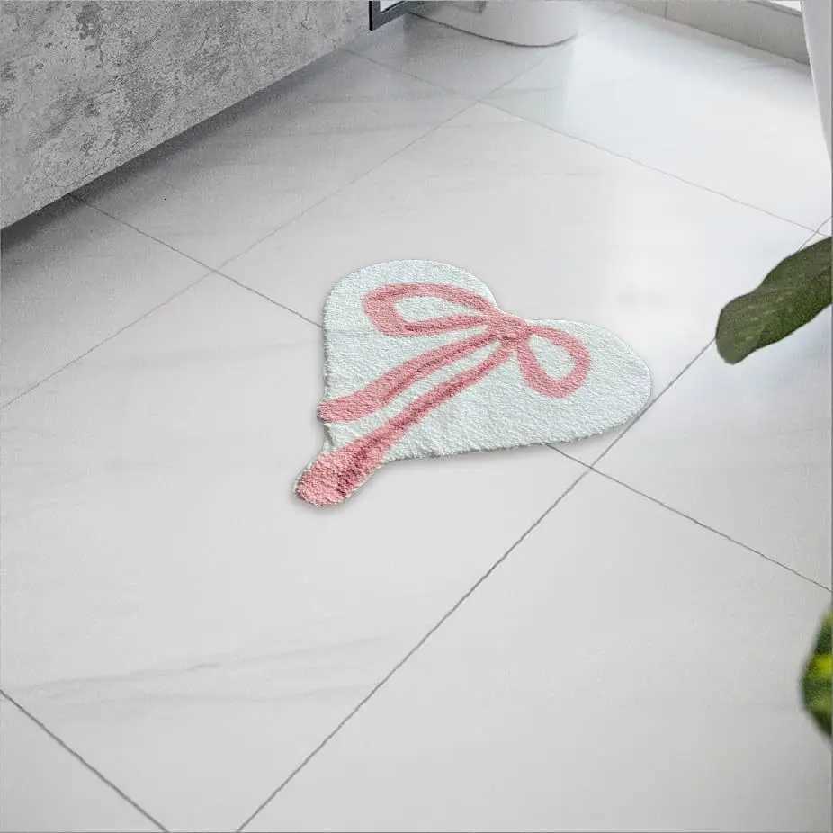 VIKAMA Interior Carpet Creative Pink Bow tie Imitation Cashmere Bathroom Water-absorbing Floor Mat Non-slip Foot Mat C251103