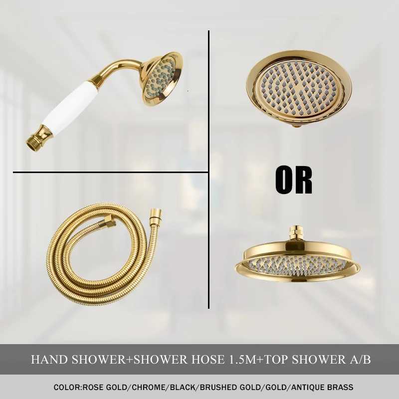 Brass Golden Rainfall Shower Rose Gold Handheld Shower Bathro Replace Rain Shower Antique Brass Shower Accessory Y251103
