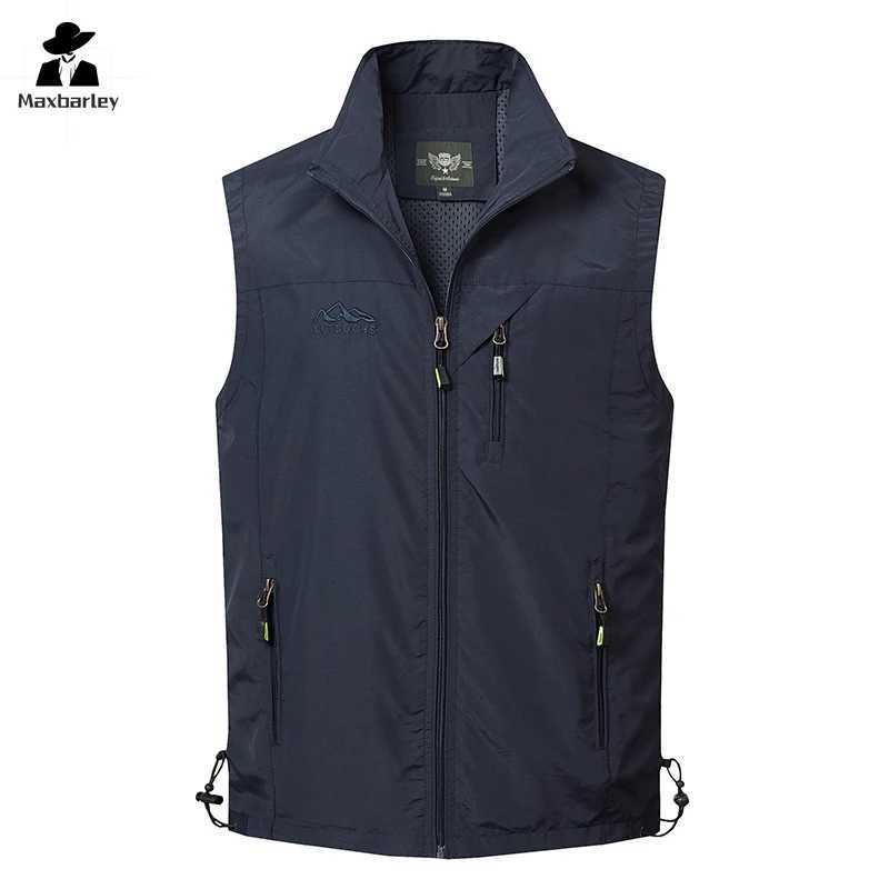 Spring and Autumn Work Vest Mens Cargo Hiking Fishing Multi-Pocket Vest Outdoor Casual Photographer Camping Sleeveless Jacket X250403