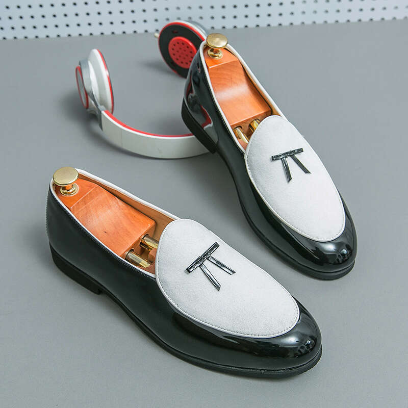Men's in plus size, new casual leather fashionable one foot style, Le Fu shoes, Korean version, trendy hairstylist, Dou shoes