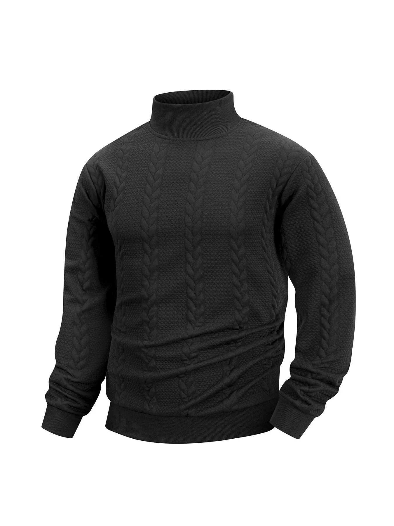 Autumn Casual Long Sleeve Pullover Turtleneck for Old Money Style Solid Color Knitted Jacquard Round Neck Sweater Male ClothingT251103