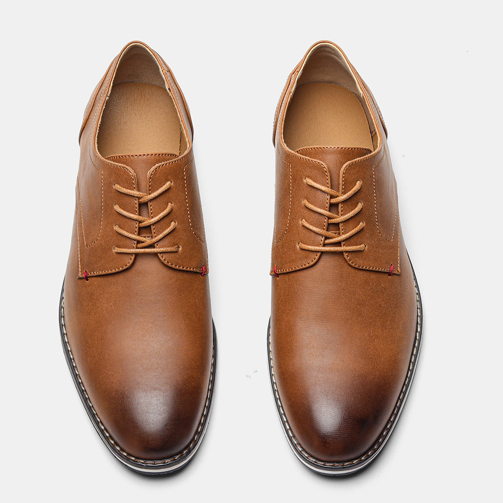 Plus Size Mens Single Shoes Color Matching Breathable Mens Casual Shoes plaid Casual Leather Shoes 251010