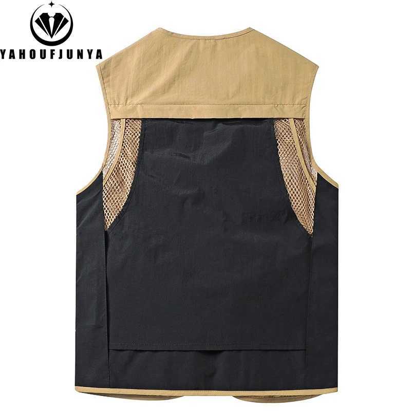 Men Spring Sleeveless Many Pocket Tool Webbed Breathable Vest Men Outdoors Fishing Camping Thin Utility Lightweight Vest Male X250403