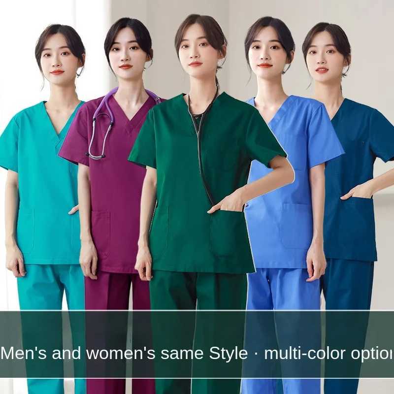 Cotton Summer Nurse Women Uniforms Medical Scrubs Clothes Nursing Beauty Agency Suit Pet Shop Veterinary Accessories Jogging J251103