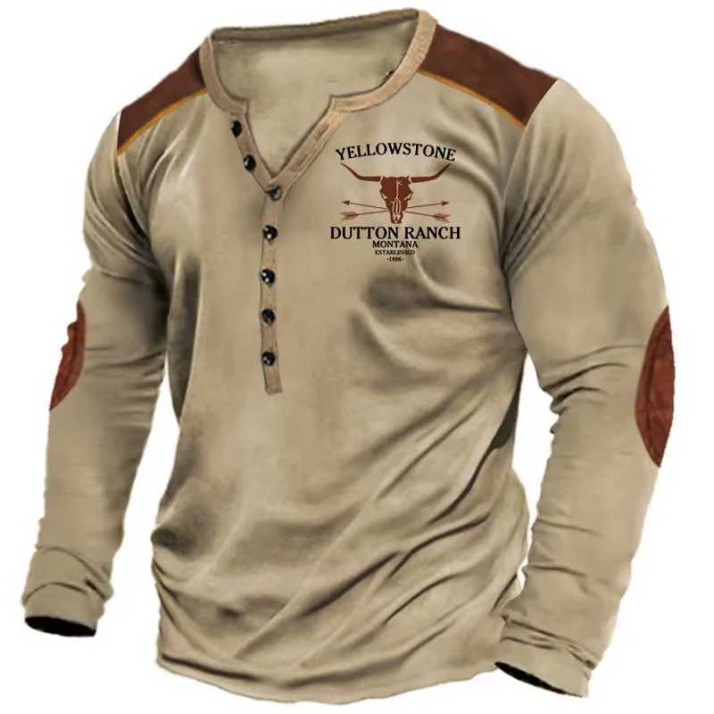 Vintage Mens T Shirt Long Sleeve Top Street Tees Usa Route 66 Letter Graphic 3d Print T-Shirt Fall Oversized Loose Clothing 4xl X250403