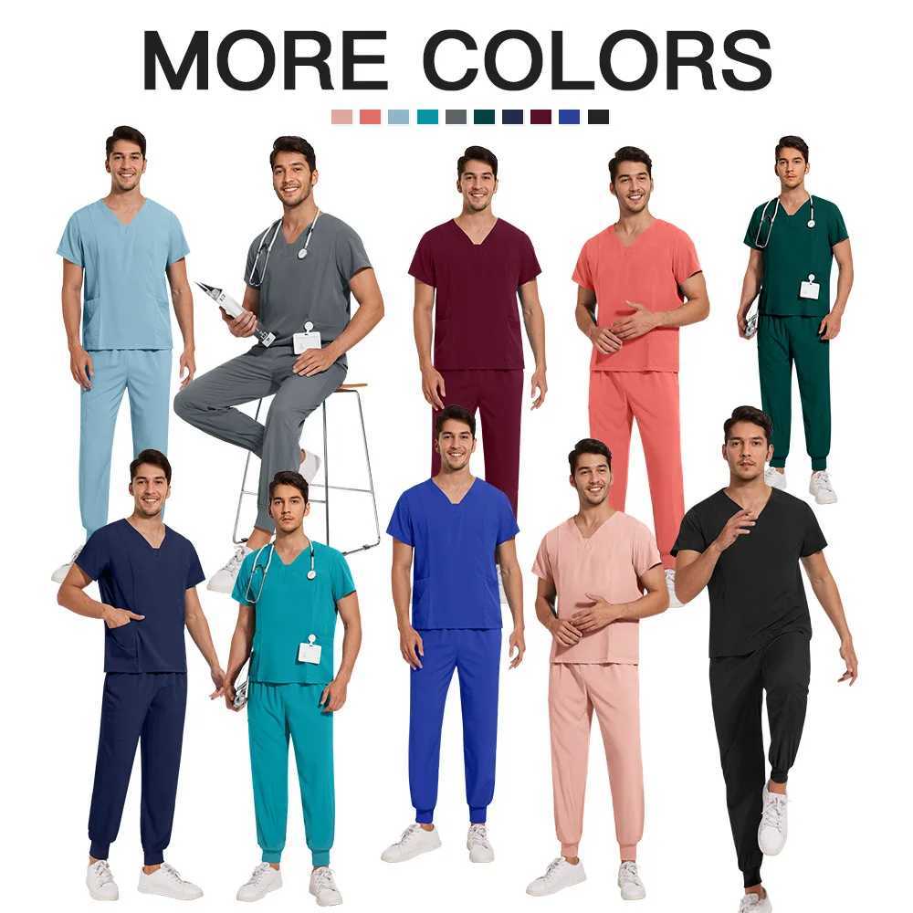 Men Medical Uniforms Women Scrubs Sets Hospital Surgical Gowns Tops Pant Nurses Accessories Dental Clinic Salon Spa Work Clothes J251103