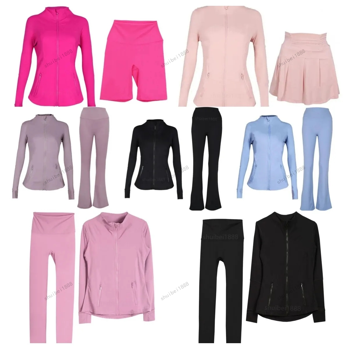 High Quality 2pcs Yoga Set Gym set Jacket and leggings Yoga Jacket Workout Elastic Waist leggings Fitness quick dry fitness Activewear Sweatshirt Zip up Sportwear