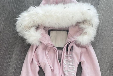 American Vintage Pink Plush American Style Fur Collar Hooded WaistCinching Womens Y2K Sweatshirt Jacket y250909