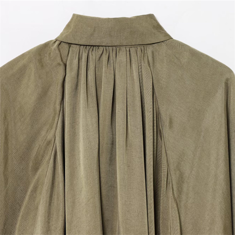 2025 Spring New Product: Women's Puff Decoration Pilot Jacket Coat with Collar, Long Sleeve Zipper Decoration