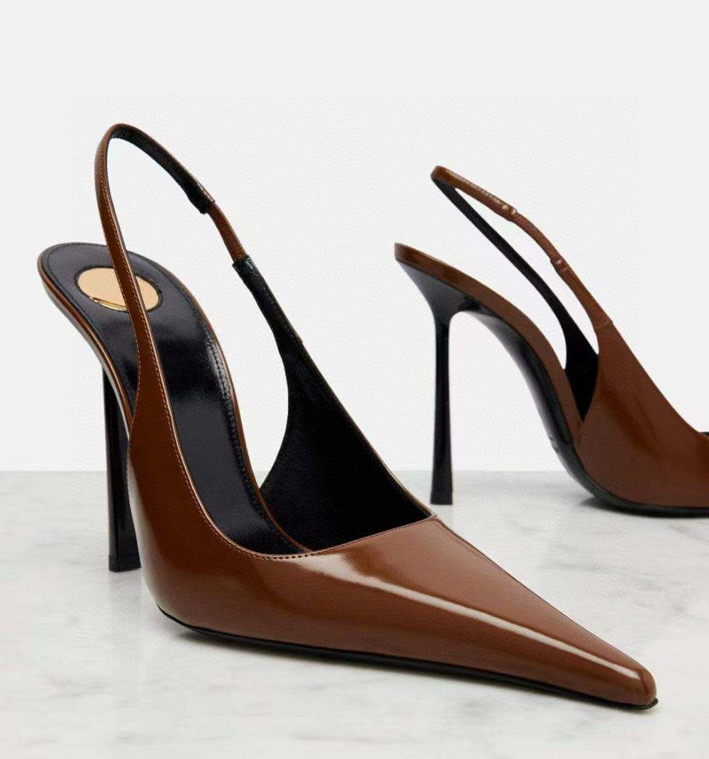 Designer 105mm Slingback Dress Shoes women's Fashion high heeled Evening Party shoes Thin Heels Pointed Toes High High Quality Women's Sandals 34-43