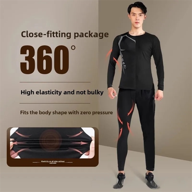 Mens Thermal Plush Base Layer Set Winter Thickened Running Trainning Quick Drying Clothes Fitness Tight Sports Mens Sweats Set 251024