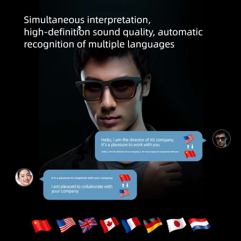 Famous Brand Outdoor Sports AI Smart Translation Fashion Driving Square Frame Sunglasses Bluetooth Glasses