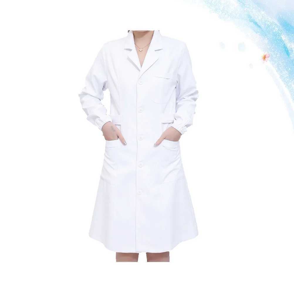 Long Sleeve White Nursing Uniform Suit Isolation Gown Overalls for Women Size Pocket Design Breathable Comfortable J251103