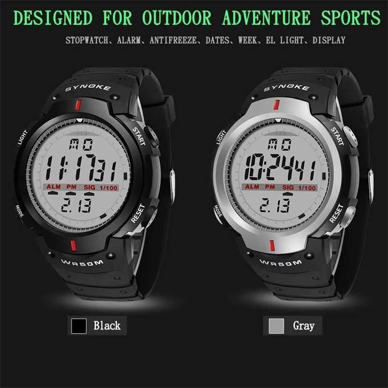 SYNOKE Brand Sports Men Watch 30M Waterproof Digital Electronic Watchs Mens Style Wristwatches Man Clock Montre HommeW251103W251104