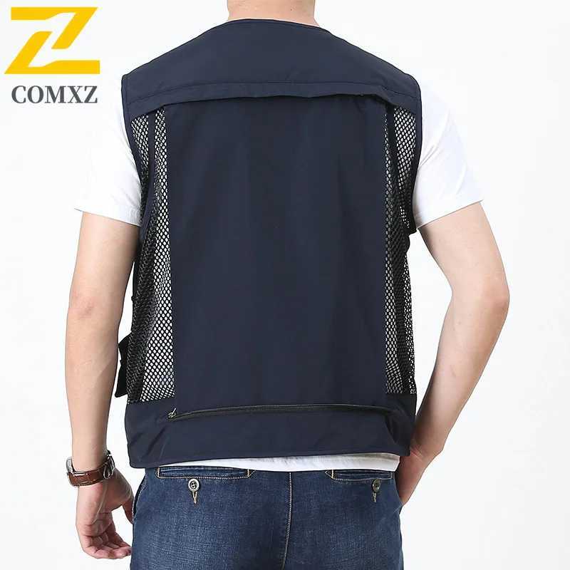 New Summer Outdoor Mens Vest Fashion Thin Mesh Breathable Sleeveless Work Jacket Casual Reporter Photographer Multi-Pocket Vest X250403