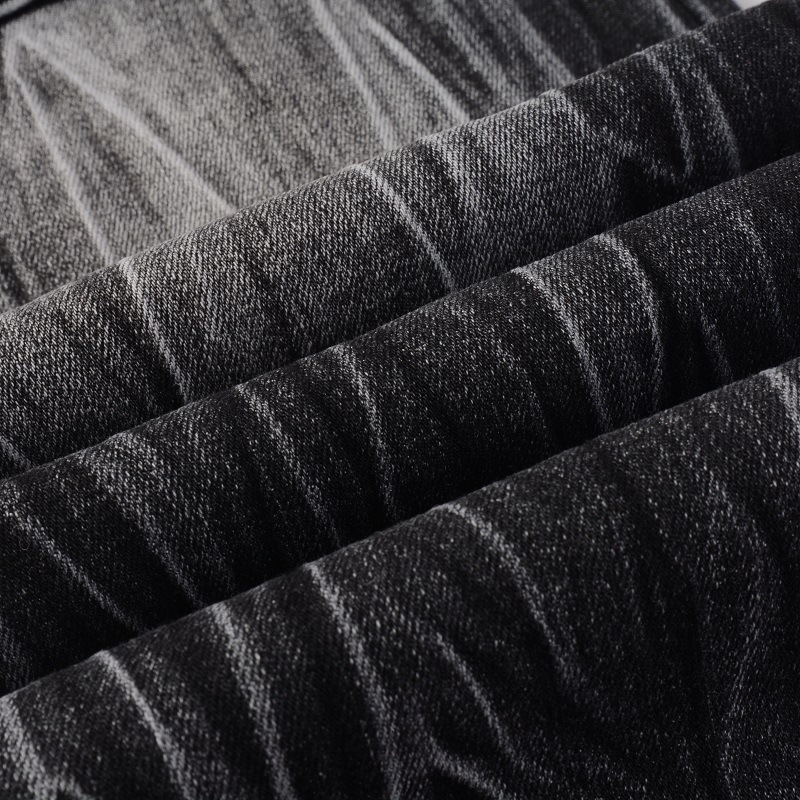 Street multi pocket jeans men's slim fit elastic trendy brand denim micro flared pants men 9314