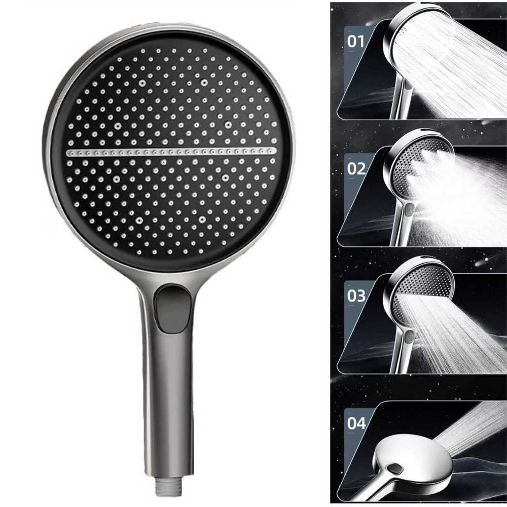 4 Modes Pressure Boost Shower 15CM Big Panel Black High Pressure Large Flow Spray Nozzle Massage Shower Bathro Accessorie Y251103qw