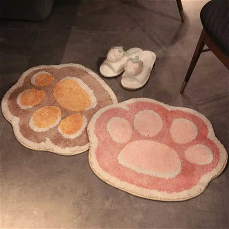 Cartoon Cats Paw Carpet Non-slip Water-absorbent Bathroom Bedroom Floor Mats Home Decoration Feet Pads Cute Fluffy Rugs Ins C251103