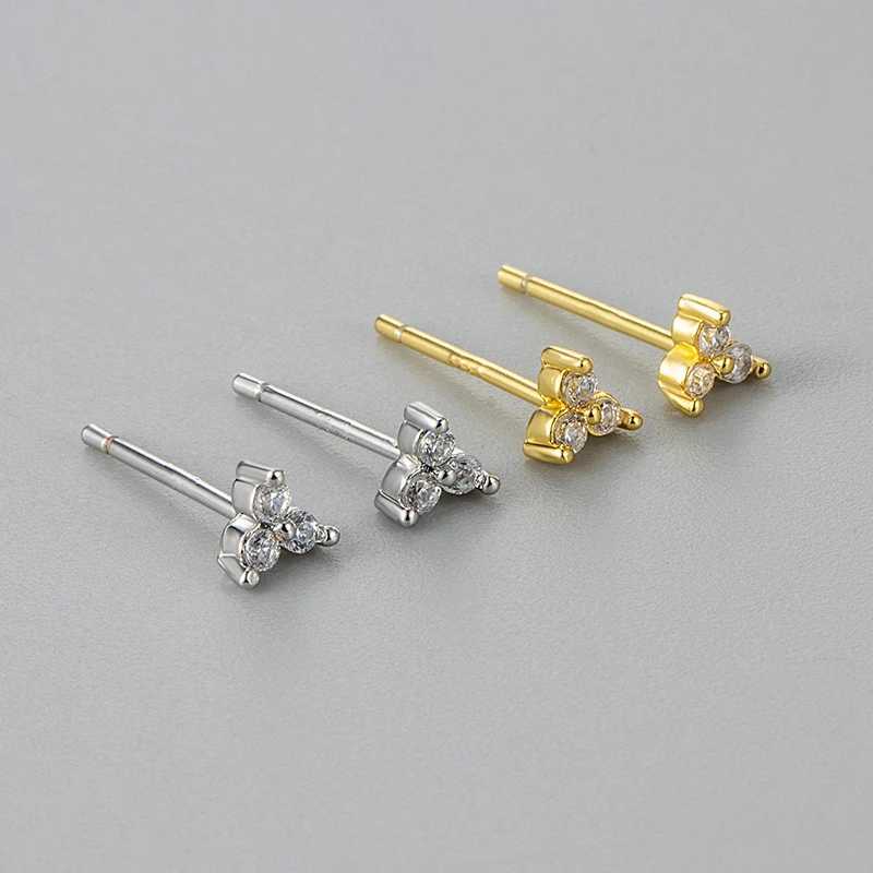 4PCS 18K Gold Plated Flower Round Piercing Earrings Set For Women Stainless Steel Zircon Punk Stud Earring Trendy Jewelry aretes C251103
