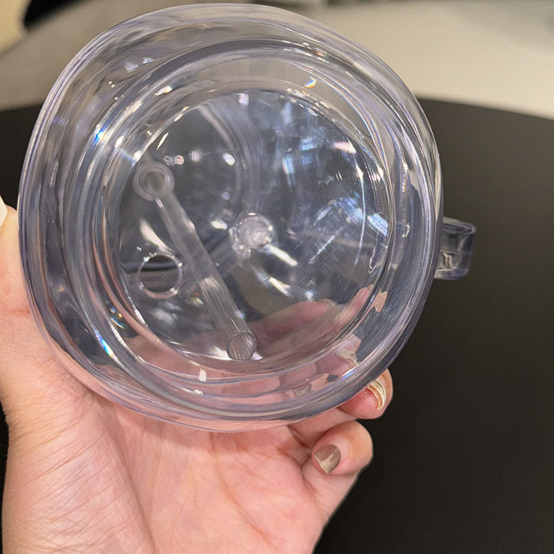 20oz snow globe plastic mason jar double walls acrylic cups with handle colored lids straw beverage food cans mugs AS plastic DIY tumbler