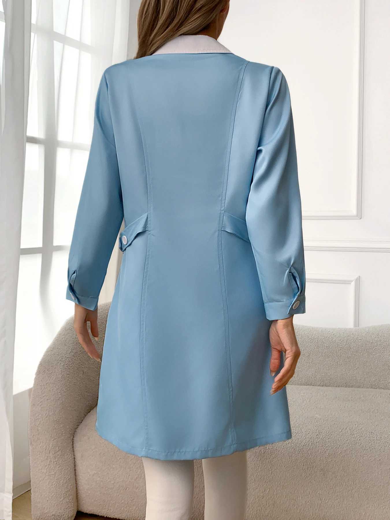 Beauty Salon Work Clothes Women with Adjustable Belts Doctors Nurses Hospital Clinic Uniform Ladies LongSleeved Cardigan Coat J251103