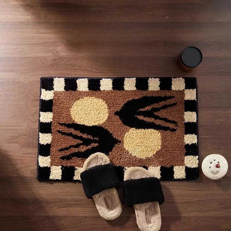 Imitation cashmere bathroom carpet bathroom toilet door absorbent foot pad cute cartoon dirt resistant floor mat for home use C251103