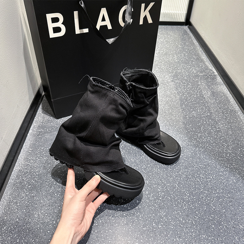 New Designer Sandals With Free Shipping Martin Women's Summer 2025 Thin Denim Clip Toe Short Style Niche Design Cool Boots Women