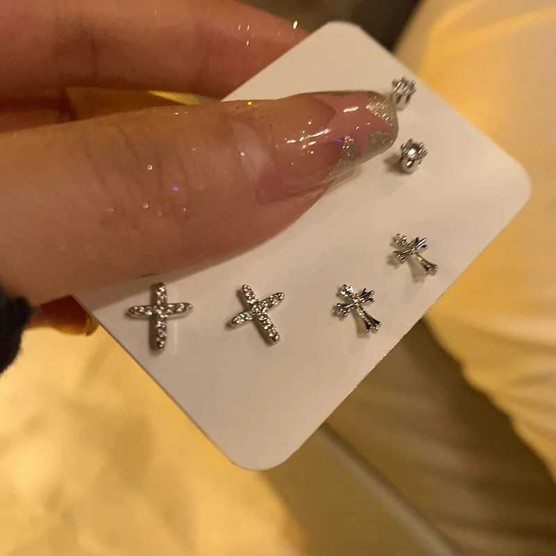 6pcsset Korean Shiny Rhinestone Butterfly Stud Earring Set For Women Cross Heart Earrings Girl Party Wedding Engagement Jewelry C251103