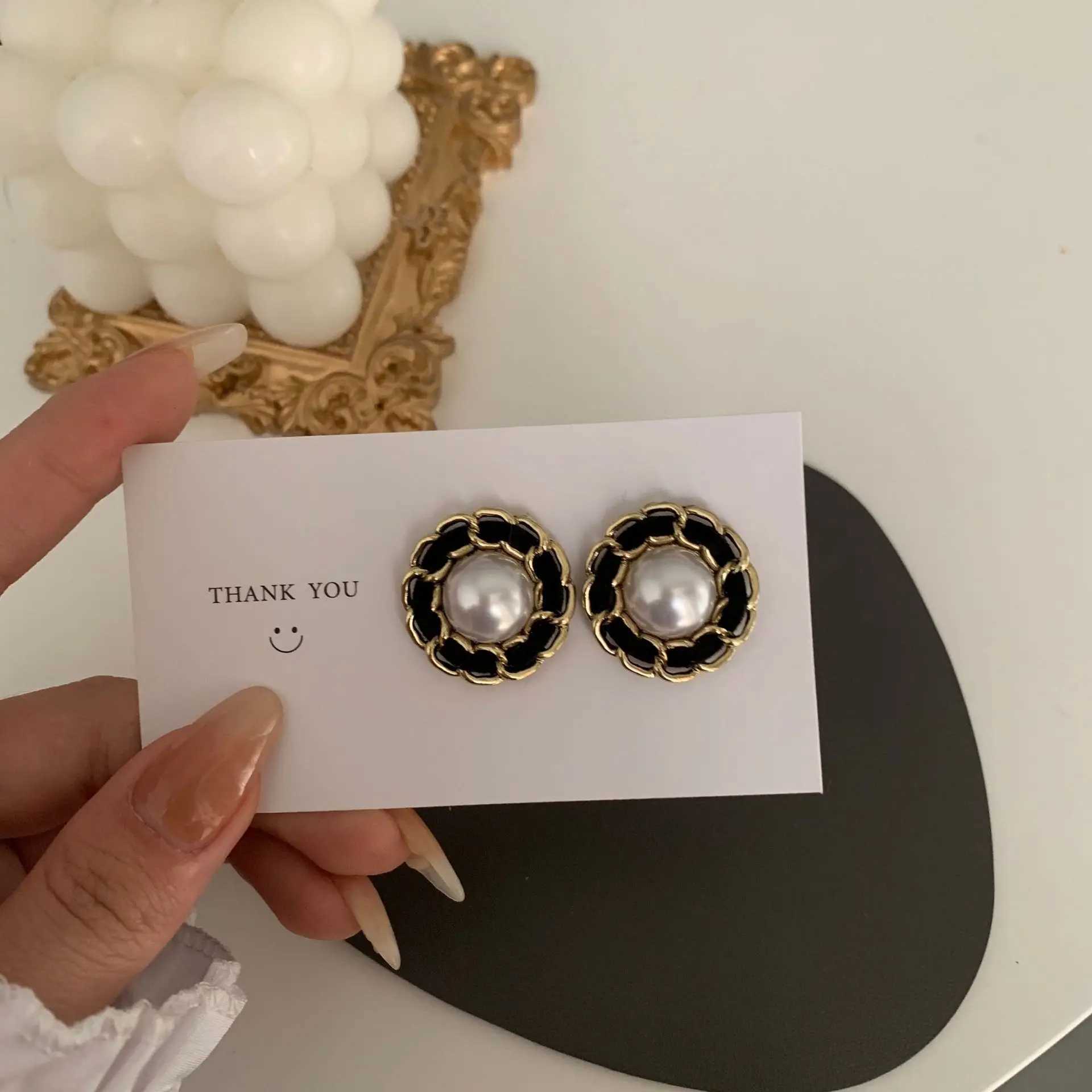 Luxury Pearl Earrings korean Vintage Chain Earrings Women jewelry C251103