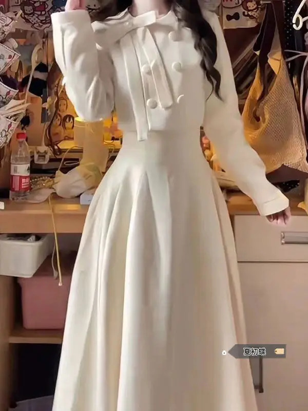 French senior princess style wear suit womens autumn n feeling bow jacket waist and thin skirt 251103