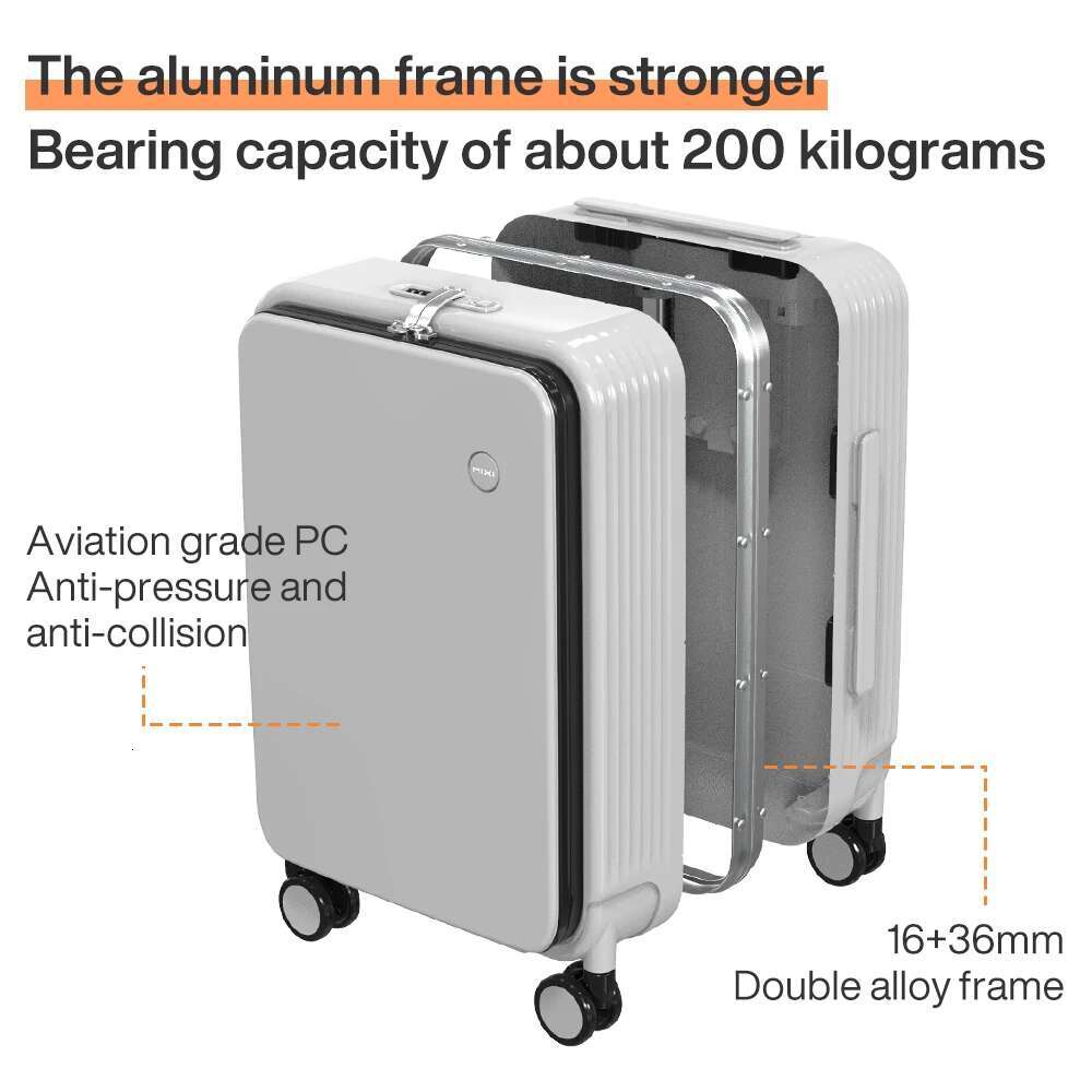 Mixi NEW Aluminum Frame Suitcase Carry On Rolg Lage with USB Port Boarding Cabin Cup and Phone Holder 20 24 Inch