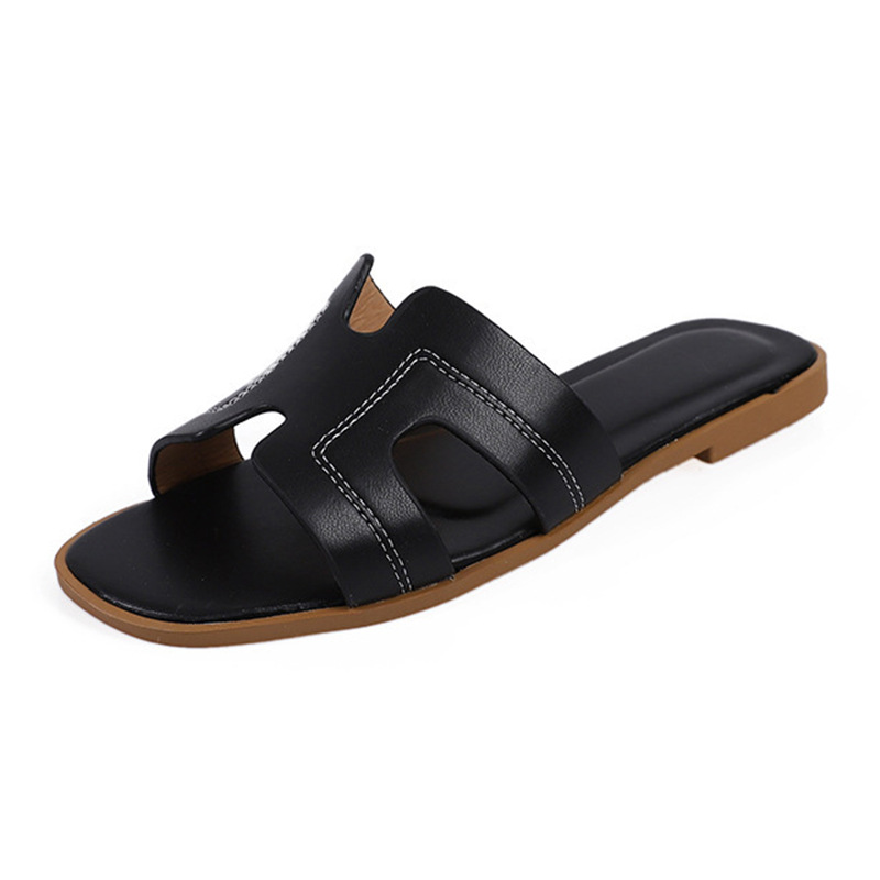 hot free shipping designer Slippers Outdoor Soft sliders Patchwork black casual beach shoes for woman size 35-42