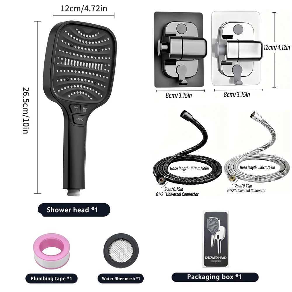 8 Modes High Pressure Water Saving Shower Square Large Panel Bathro Shower Fall-resistant Rainfall Shower Nozzle Y251103