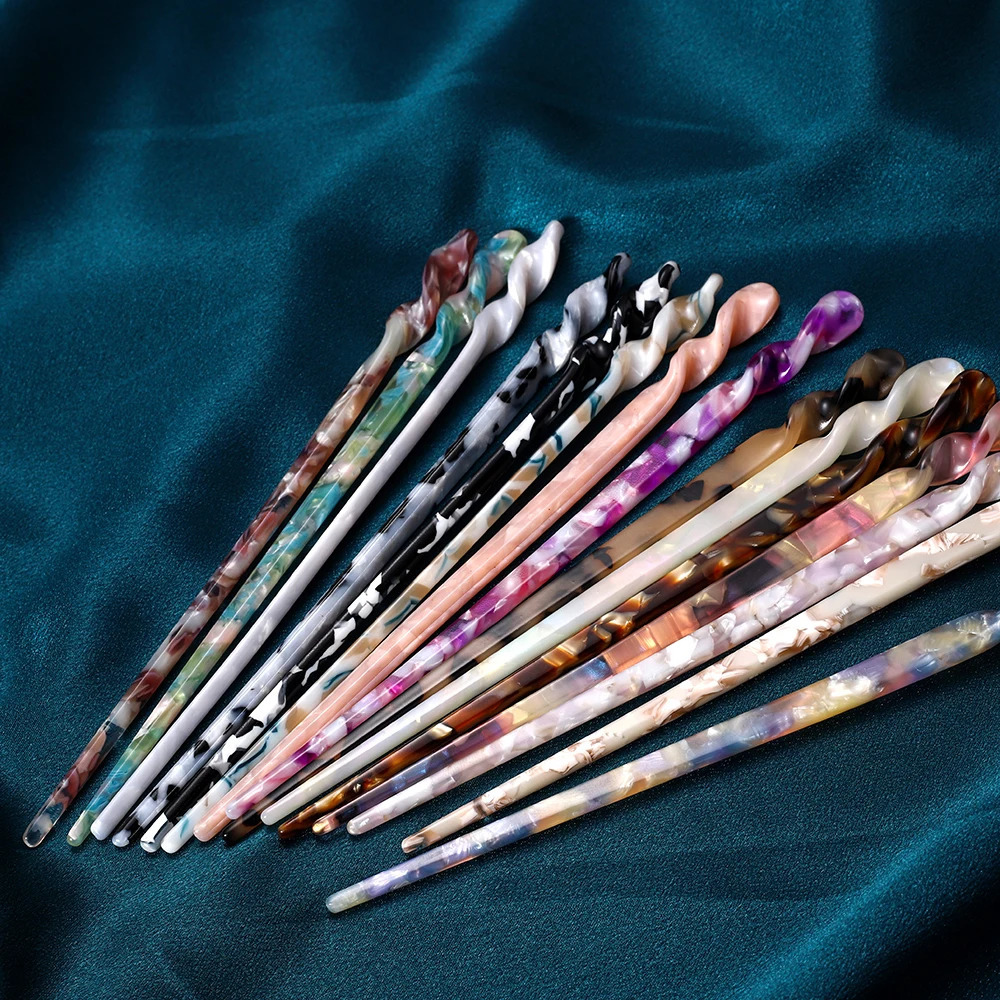 Chinese Style Hair Sticks Vintage Acetate Resin Chopstick Women Hairpins Clip Pin Headwear Wedding Jewelry Accessories 251031