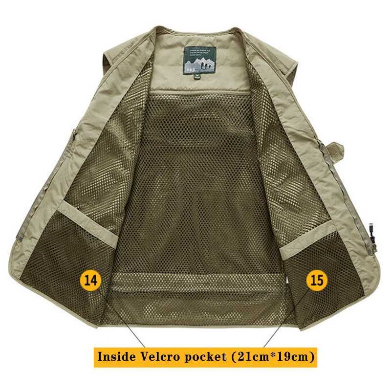 7XL 14 Pockets Summer New Men US Tactical Hiking Fishing Vest Man Photographer Waistcoat Mesh Cargo Sleeveless Jacket Tool Vest X2504031