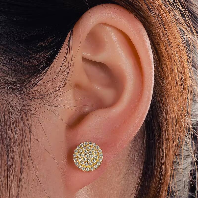 Stock Drop Shipping Men Iced Out Hip Hop Sterling Silver 925 Screw Back Moissanite Diamond Classic Stud Earrings