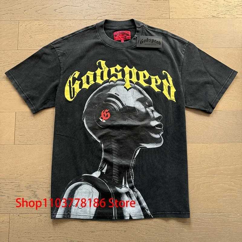 Godspeed T-shirt 2025 Summer New Robot Print Fashion Handsome Short Sleeve Men Women Casual All-match Tops Tees Sweatshirt X250403