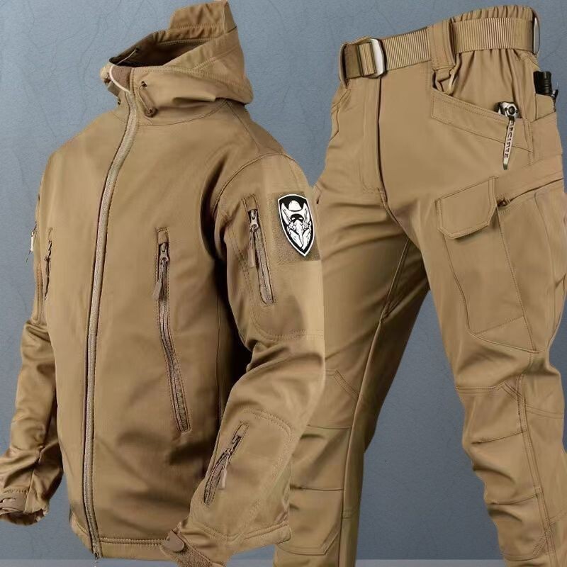 Pdd//camouflage suit new waterproof training tactical soft shell fish skin military fan outdoor installation windproof clothing - Res250228