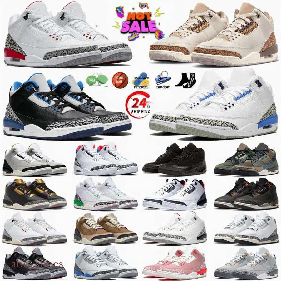 Basketball Shoes 3S Designer shoes sneakers Blue mens womens black cement grey white green fire red ory fear pack georgia midnight navy shoe Outdoor training 36-47