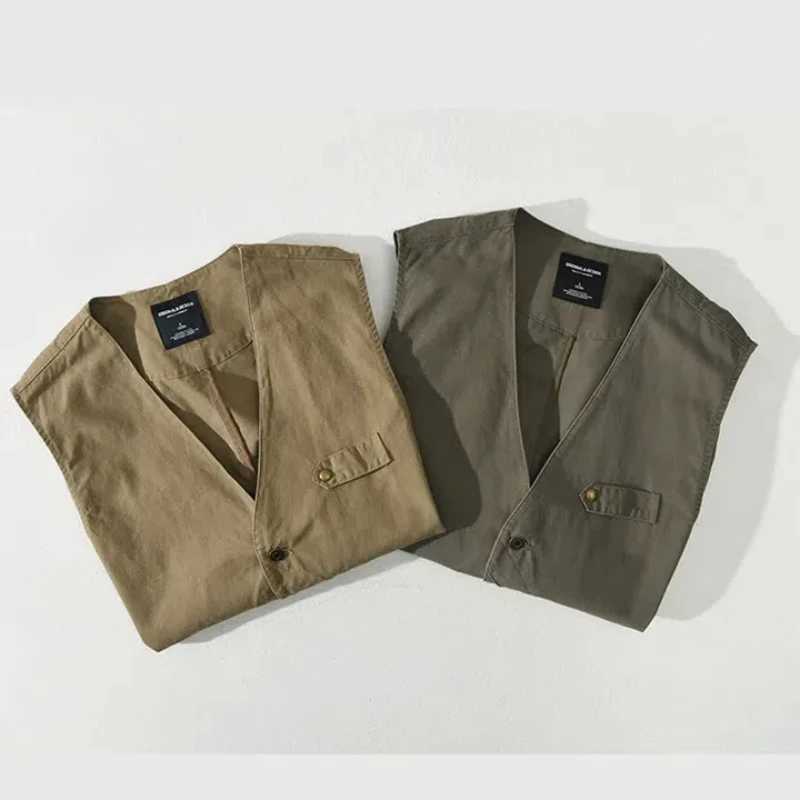 100% cotton sleeveless American cargo vest fall sports vest coat X250403