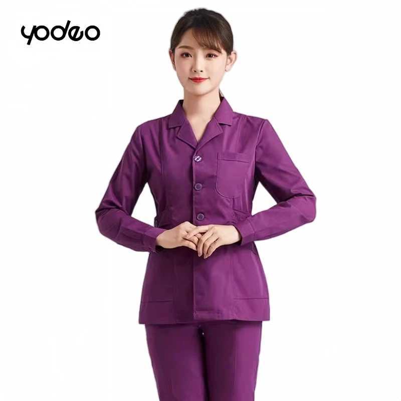 Hospital doctor nursing long sleeved split suit women men casual jogger suits nurse phary clothes clinical workwear J251103