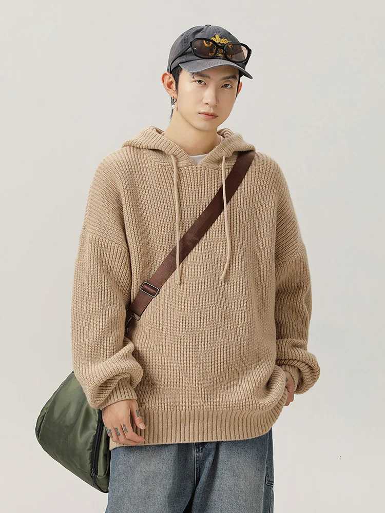 Loose-Fit Solid-Color Hooded Sweater Autumn/Winter Relaxed-Fit Knit Cardigan Soft Warm Casual Outerwear TopT251103