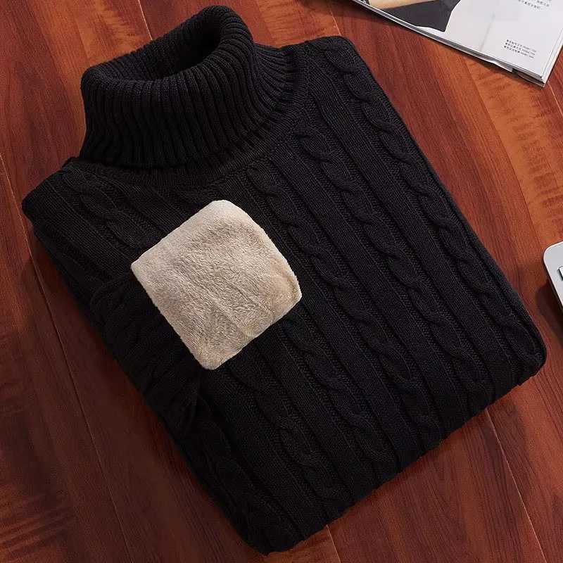 Mens Pullovers Velvet Thickened Sweater Mens Winter Turtleneck Base Shirt Thick Knitted Shirt Warm Mens Inner ClothesT251103