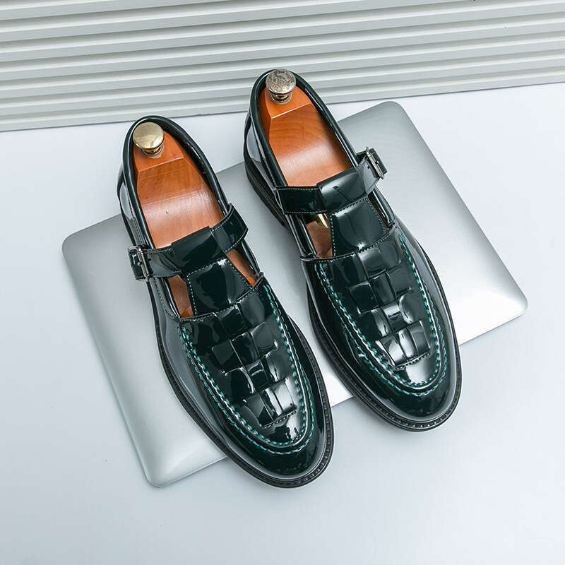 Large size summer new casual shoes fashion trend set, loafers, breathable hollow leather sandals