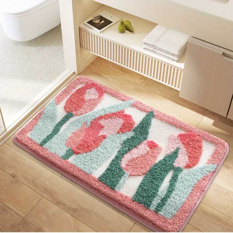 Floral Bathroom Rug Absorbent Quick-Dry Thickened Bath Mat for Home Decor Fresh Style Washable Bathroom Hygienic Floor Mat C251103