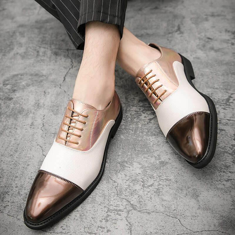 2024 plus size new casual fashionable men's pointed leather shoes, trendy hairstylist, color matching