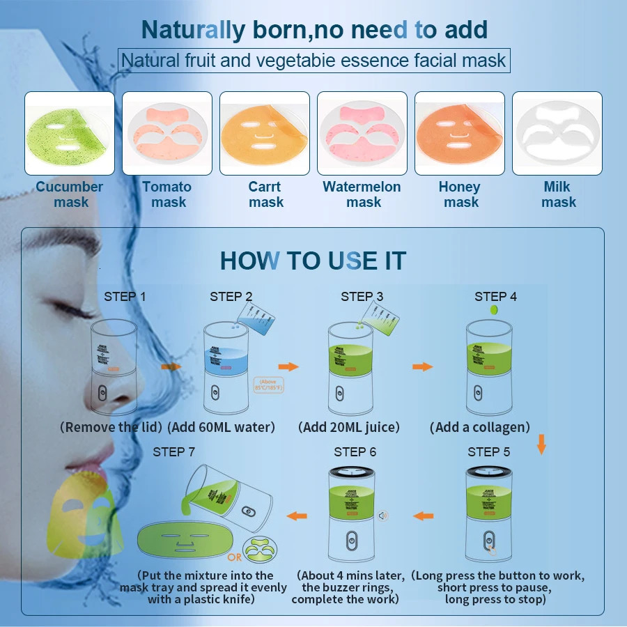 Face Mask Maker Machine Facial Treatment DIY Automatic Fruit Natural Vegetable Collagen Home Use Beauty Salon SPA beauty Device 251030