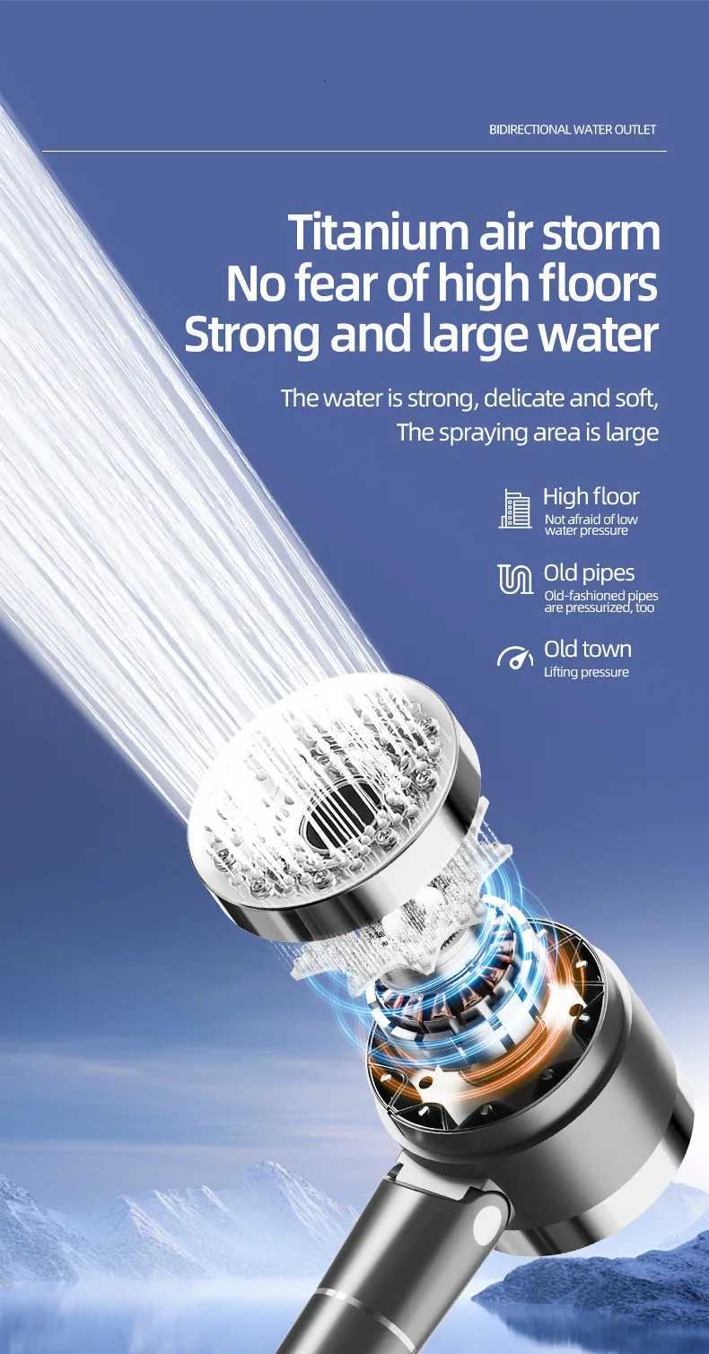 New 1 pc Japanese Style Double Sided Water Outlet Shower 4 Speed Water Saving Filter Spray Nozzle Set Bathro Accessories Y251103