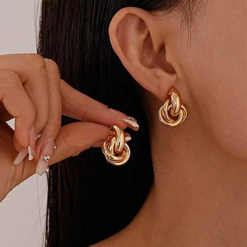 Gold SIlver Color Knot Hoop Earring for Women Fashion Shiny Plating Trendy Twist Stud Earring Stud Cute Daily Wear Jewelry Gifts C251103