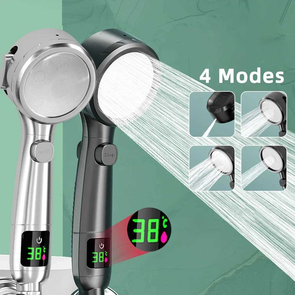 High Pressure Handheld Bathro Shower Water Saving Shower Pressuri Adjustable Spray LED Digital Temperature Display Y251103qw